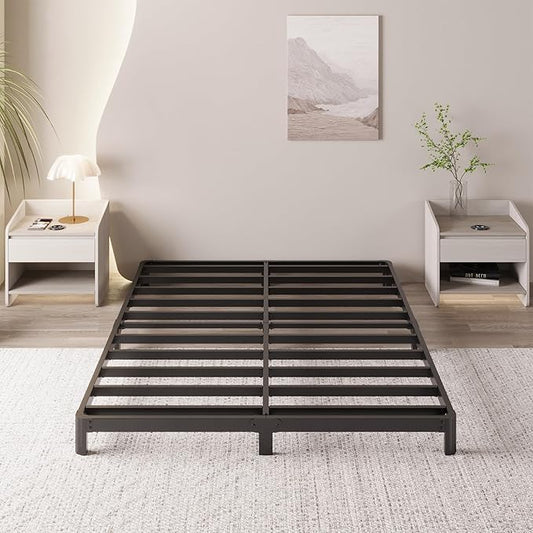 Yicensen 4 Inch Full Bed Frame Low Profile No Box Spring Needed, Heavy Duty Full Size Metal Platform Bed Frame with Rounded Corner Legs, Easy Assembly, Noise Free, Black