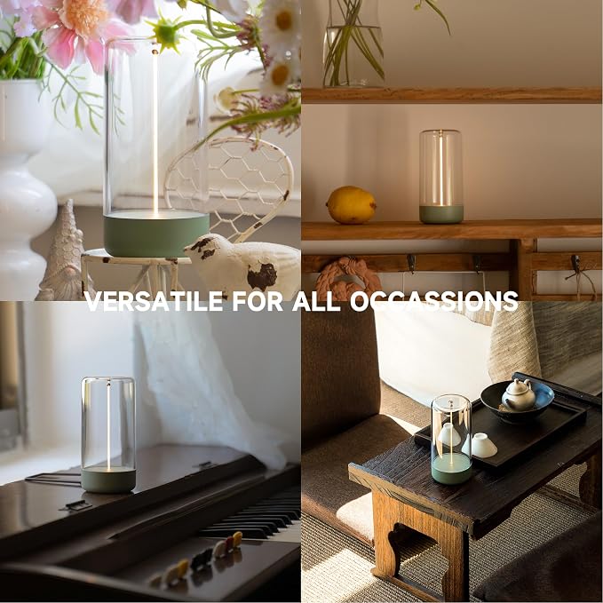 AUGE LIGHT Mini Minimalist Table Lamp Cordless Lamp Rechargeable Table Lamp Portable Nightstand Lamps Desk Lamps for Home Office Unique Ambient Light Mood Lighting for Desk Decor Beside (Olive Green)