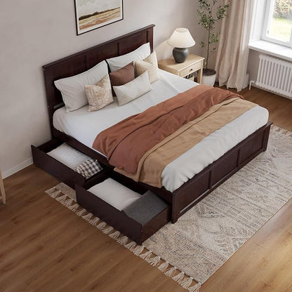 AFI, Madison King Solid Wood Platform Bed with Matching Footboard & Storage Drawers, Espresso