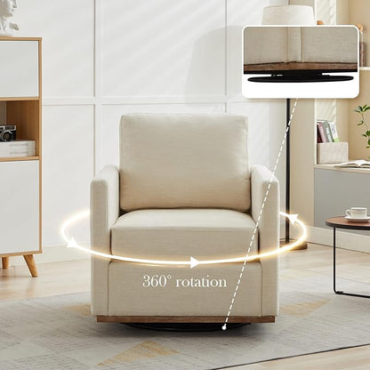 Aoiy & Wifon 30.7" W Swivel Accent Chair Set of 2, Mid Century Modern Swivel Chair for Living Room, Comfy Small Accent Chair, Wavy Chenille, Beige