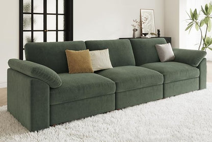 EASE MOOSE Oversized Sectional Modular Sofa, Comfty 3 Seat Cloud Couch, Modern Deep Seat Sectional for Living Room,Green