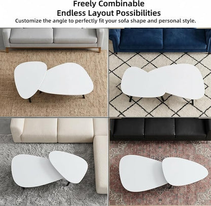 Nesting Coffee Table Set of 2-Mid Century Moder Coffee Table | Guitar Pick Stacking Tables with Solid Wood Legs,Small Coffee Tables for Small spaces,Living Room,Balcony