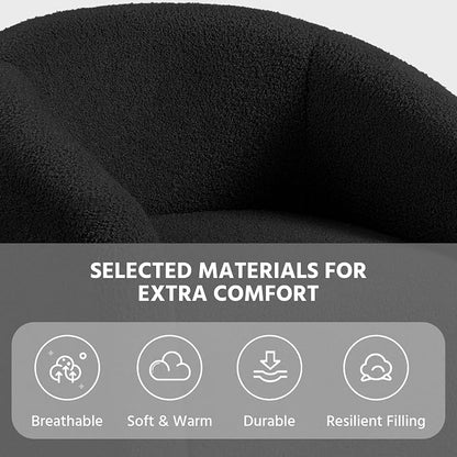 Topeakmart Barrel Chair, Soft Sherpa Accent Chair Side Chair Club Chair Modern Style Deep Seating Barrel Armchair for Living Room Furniture Reading Room Bedroom, Black