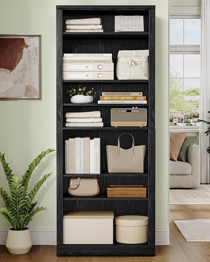 Hzuaneri Shoe Storage Cabinet, 10 Tiers Freestanding Shoe Cabinets, Wooden Shoes Rack with Cubby, 27-30 Pairs, Farmhouse Tall Shoes Cubby Organizer for Entryway, Living Room, Black SR52604X
