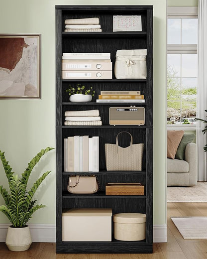Hzuaneri Shoe Storage Cabinet, 10 Tiers Freestanding Shoe Cabinets, Wooden Shoes Rack with Cubby, 27-30 Pairs, Farmhouse Tall Shoes Cubby Organizer for Entryway, Living Room, Black SR52604X
