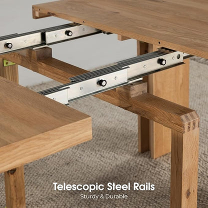 Transformer Table - Solid Wood Extendable Dining Table, Seats 2-12, Expandable Dining Room Table, Space-Saving Furniture, Kitchen and Dining Room Furniture (Natural, Table + Coffee Table)