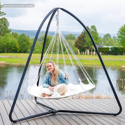 SUNCREAT Tripod Hanging Chair Stand – 400lbs Capacity, Heavy Duty Steel, Rust Resistant, Stable Hammock Frame for Air Porch, Indoor/Outdoor Use – Swing Not Included, Black