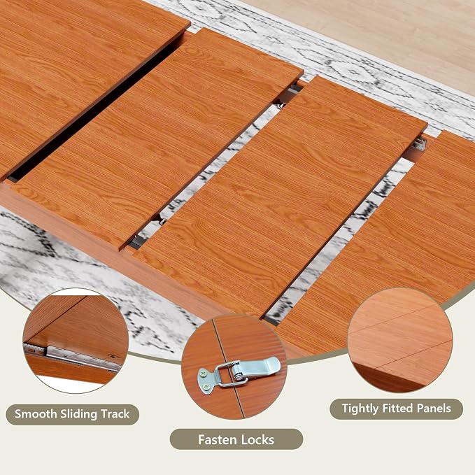 Sannwsg Extendable Table 54"-85", Extendable Dining Table for 4-8, Rectangular Kitchen Dining Table Space Saving, Farmhouse Dining Tables with 95" Runner