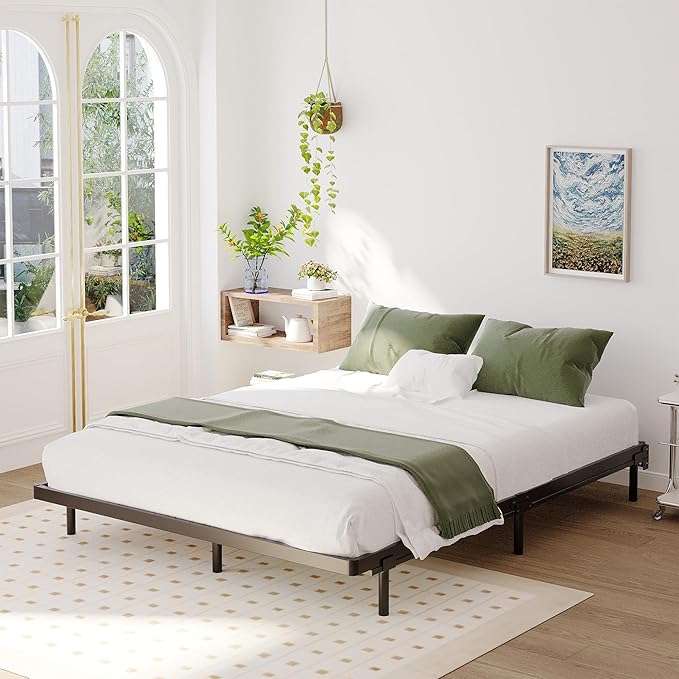 Upcanso California King Box Spring Bed Base 2 Inch, Low Profile Metal Cal King Box Spring Bunkie Board 2 Inch, 3000 Lbs Max Weight Capacity Mattress Foundation, Noise-Free, Easy Assembly