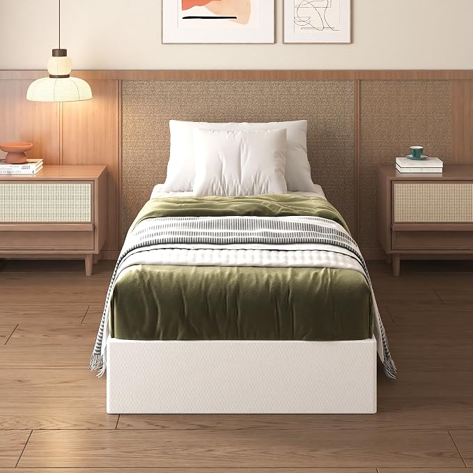 Lutown-Teen 12 Inch Twin Box Spring High Profile, Heavy Duty Metal Box Spring Twin Bed Base with Fabric Cover, Mattress Foundation, Noise Free, Easy Assembly