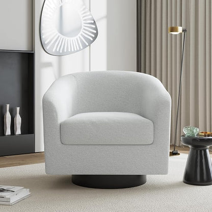 Swivel Barrel Accent Chairs Set of 2, Chenille Upholstered Armchair Living Room Chair, Modern Round Arm Chair Small Single Sofa Bedroom Reading Seat - Beige