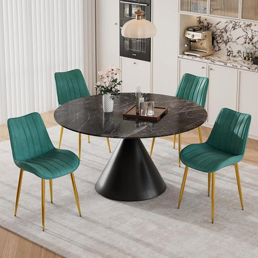 VECELO Dining Chairs Set of 4, Velvet Fabric & Metal Frame, Mordern Style for Kitchen, Living Room,Offcie, Green