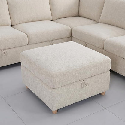 ERYE 95-Inch Oversized L Shaped Sectional Sofa 4 Seat Modular Storage Sofa Couch W/Deep Seat,Skin Friendly Plush Chenille Upholstered Convertible Corner Sectional Couch with Ottoman