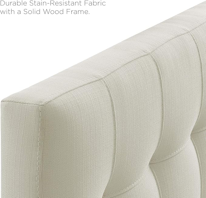 Modway Lily Tufted Linen Fabric Upholstered Twin Headboard in Ivory