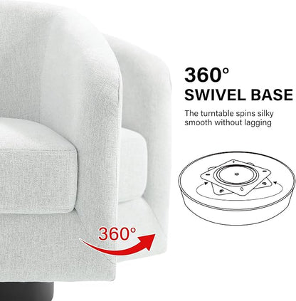 Swivel Barrel Accent Chair, Modern Round Chenille Fabric Arm Chair for Living Room, Bedroom, Comfy Club Reading Chairs for Adults（Chenille Fabric, Beige, Set of 2