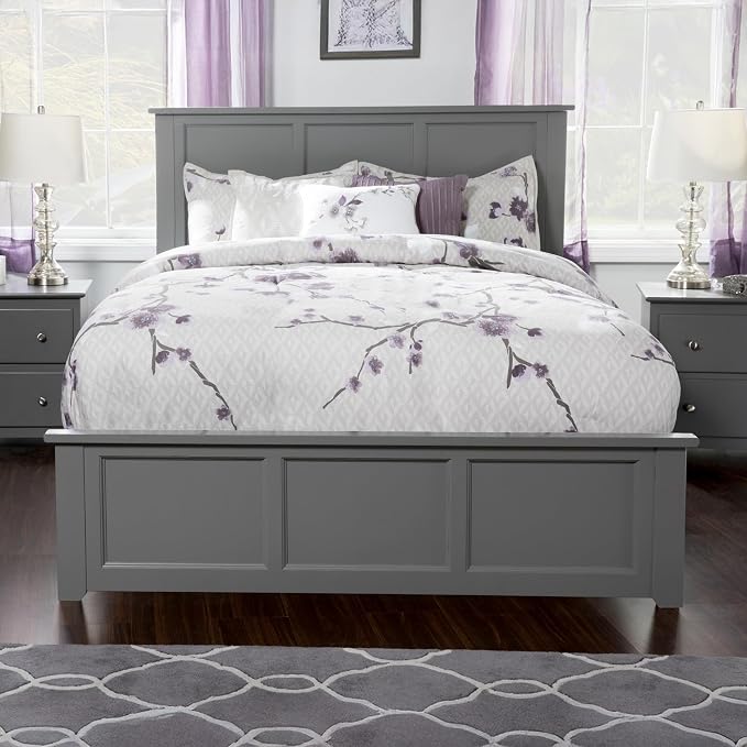AFI, Madison King Solid Wood Platform Bed with Matching Footboard & Storage Drawers, Grey