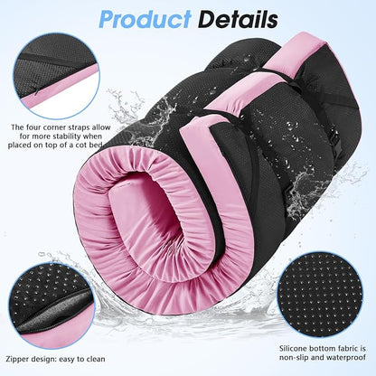 CYMULA 3 Inch Memory Foam Camping Pad, Camping Essentials Roll Up Floor Mat for Car Camping, Cot, Tent, Truck, Travel and Guest Use, Non-Slip Waterproof Bottom, Removable Cover