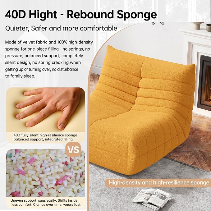 WHGBJA Bean Bag Chair for Adults, Lazy Bean Bag Sofa for Bedroom, Living Room, Reading, Gaming Floor Sofa Chair, Boneless, Comfy