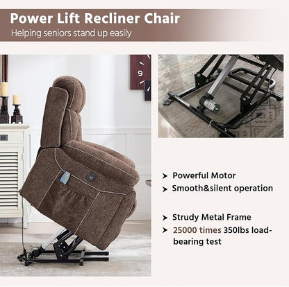 CANMOV Power Lift Recliner Massage Heat Heavy Duty Reclining 2 Cup Holders