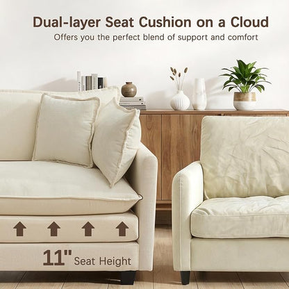 Modular Sectional Sofa for Living Room, 70" Oversized Cloud Couch with Movable Ottoman, 3 Seat Modern Comfy Sofa Chenille Deep Seat Couches with L Shape, Bedroom Living Room (Beige 70" Loveseat)