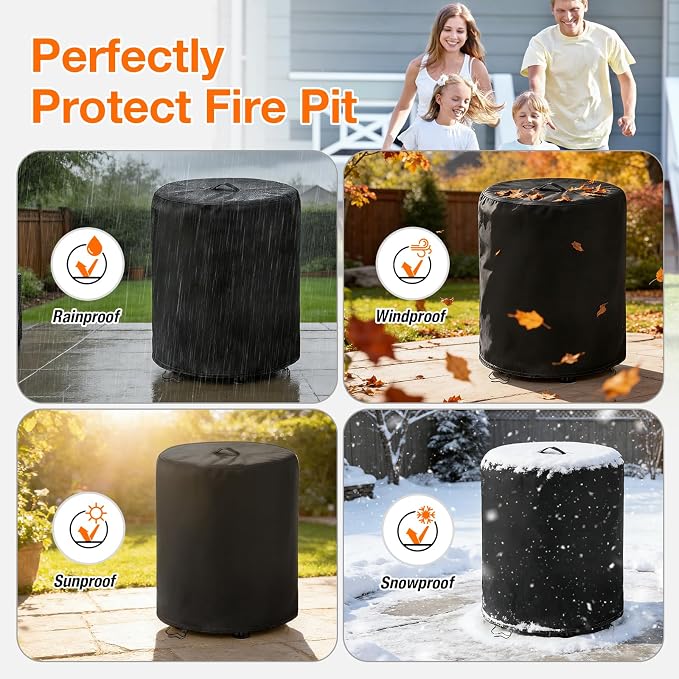 POMER Fire Pit Cover For Ninja Fireside360 Outdoor Heater & Fire Pit | Waterproof ,Windproof,UV & Tear Resistant,Easy to use & clean，Firepit Accessories