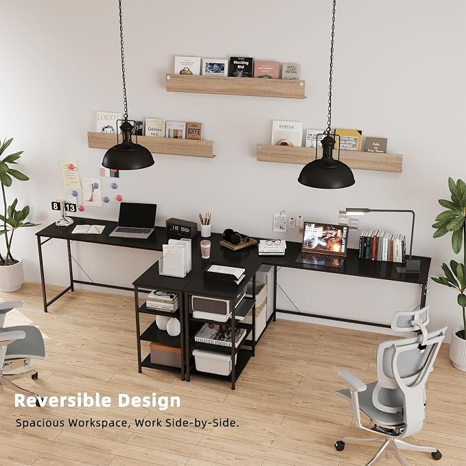 YOSHOOT 63" L Shaped Computer Desk, Gaming Desk | Office Desk with Open Shelves, Corner Desk L Shape for Home Office Work Study, Black