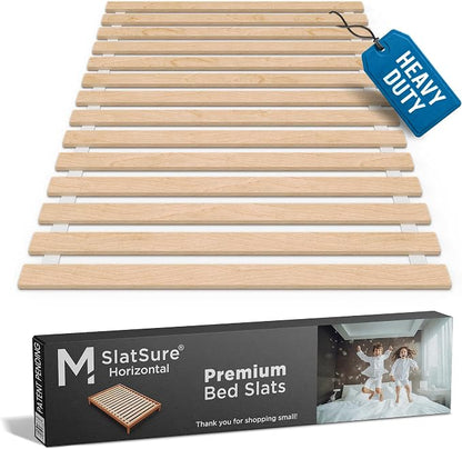 Meliusly Full Bed Slats 54x75 – Heavy Duty 0.6 Inch Thick Replacement Wood Slats for Full Size Bed Frame, Slatted Bed Base with Under 2.5 Inch Spacing, Wooden Mattress Support Slats for Platform Bed