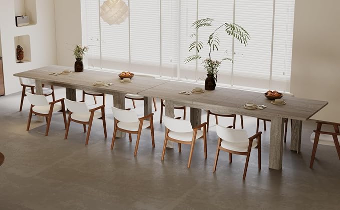 JassmiPkwy Expandable Dining Table for 8 People, 55-86 Inch Large Rectangular Wooden Indoor Dinner Tables, Kitchen Dining Table for Home,Oak