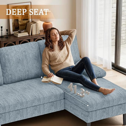 Korser U-Shaped Sectional Couches for Living Room, 101" Modular Sofa Set with Double Chaise, 4-Seat Chenille Couch with High-Density Foam for Apartment, Pewter