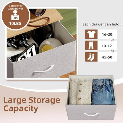 Somdot Tall Dresser for Bedroom with 5 Drawers, Storage Organizer Chest of Drawers with Removable Fabric Bins for Closet Bedside Living Room Laundry Entryway Hallway, Ash Grey
