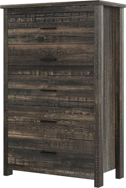 4 Piece Bedroom Set, Queen Size Bedroom Furniture Sets with 2 Nightstands and Charging Station, Bedroom Furniture Sets with 1 Dresser and Wood Platform Bed Frame for Bedroom, Antique Gray