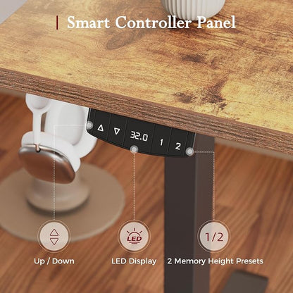 Klicelor L Shaped Standing Desk, 55 Inch Electric Height Adjustable Desk with Memory Preset, Reversible Sit Stand Up Computer Workstation for Home Office, Splice Board, Rustic Brown