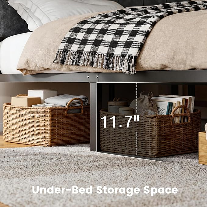 Liians Twin Size Bed Frame with Storage Headboard and Charging Station, Smart RGB LED Lights, Metal Platform Bed with USB & Type-C Ports, Noise Free, Easy Assembly, No Box Spring Needed