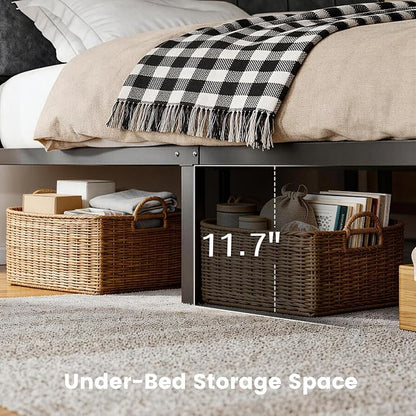 Liians Twin Size Bed Frame with Storage Headboard and Charging Station, Smart RGB LED Lights, Metal Platform Bed with USB & Type-C Ports, Noise Free, Easy Assembly, No Box Spring Needed