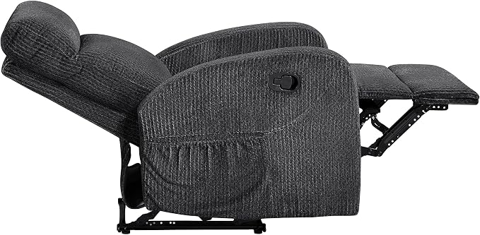 Lexicon Manual Recliner Chair, Textured Microfiber Reclining Chair, Wall Hugger, Track Arms, Magazine Pockets, Manual Recliner for Living Room/Office/Apartment, Easy Assembly, Dark Gray