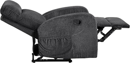 Lexicon Manual Recliner Chair, Textured Microfiber Reclining Chair, Wall Hugger, Track Arms, Magazine Pockets, Manual Recliner for Living Room/Office/Apartment, Easy Assembly, Dark Gray