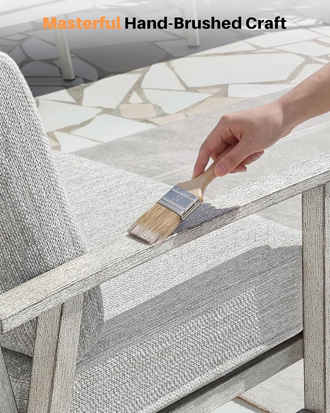 Never-Rust Aluminum Outdoor Side Table, Anti-Rust Outside Patio Side Table with Resin Tabletop, Modern Weather-Resistant Square Patio End Table for Yard, Garden, Poolside, White Oak