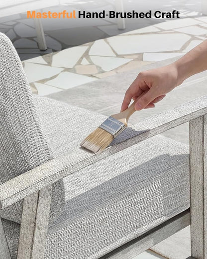 Aluminum Outdoor Coffee Table, Never Rusts Rectangle Patio Coffee Table with Resin Tabletop, Aluminum Outdoor Furniture Coffee Table for Patio, Poolside, Garden, Balcony, White Oak