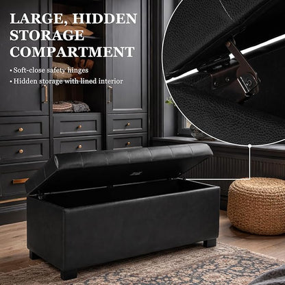 HomePop 46" Tufted Storage Bench - Classic Black
