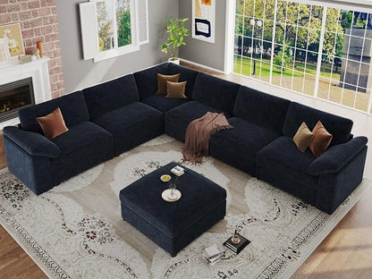 EASE MOOSE Oversized Sectional Modular Sofa,Modern Comfort L Shape Sectional Couch Wide Deep seat Couch for Living Room,Removable and Washable,Blue