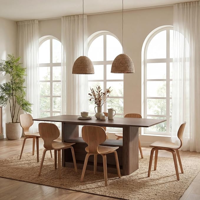 FUQARHY 63" Dining Table with Storage, Farmhouse Rectangular Kitchen Table