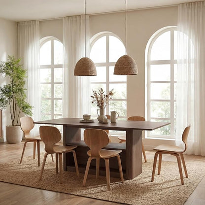 FUQARHY 63" Dining Table with Storage, Farmhouse Rectangular Kitchen Table