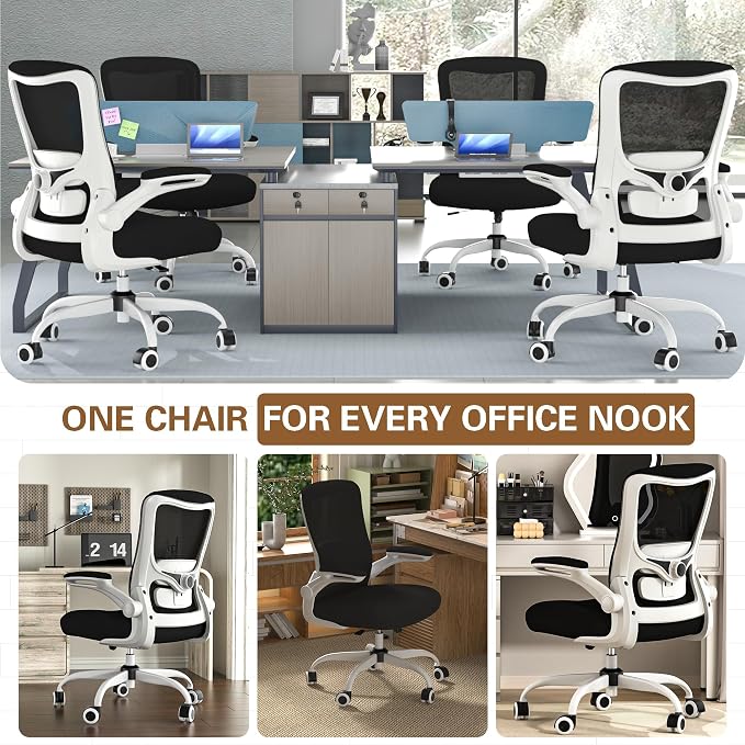 Ergonomic Office Chair for Long Hours, Padded Lumbar Support for Lower Back Relief, 330 lb Capacity, Comfortable Computer Desk Chair for Home Office, Computer & Study
