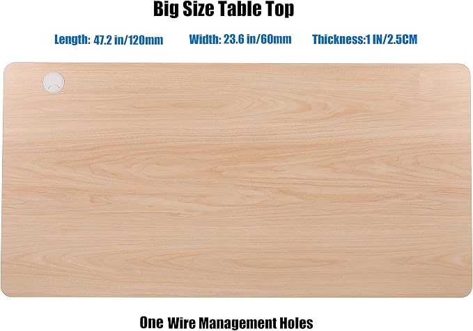 UNICOO Melamine 47.2 x 23.6 Inch Universal Table Top for Standard and Sit to Stand Height Adjustable Home and Office Desk Frames (Tabletop 47.2 - Light Oak)
