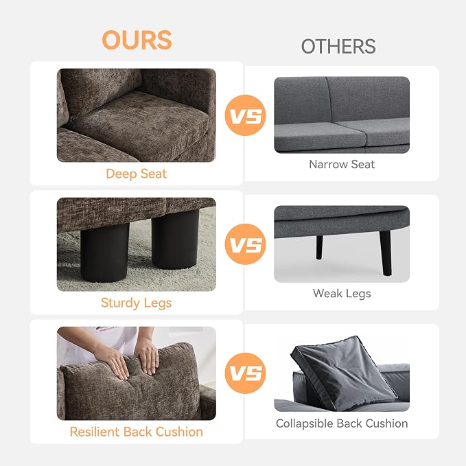 WUTUTUEE 107'' Modular Sectional Sofa Convertible U Shaped Sofa Couch Set with Storage for Living Room, Modern 6 Seater Modular Sectional Couch with Movable Ottoman, Chenille Brown