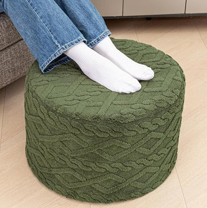Poofieotto 20"x14" Round Foam Stuffed Pouf Ottoman - Modern Floor Foot Rest & Seating for Living Room, Bedroom, or Couch - Stylish Home Decor Accent (Forest Green)