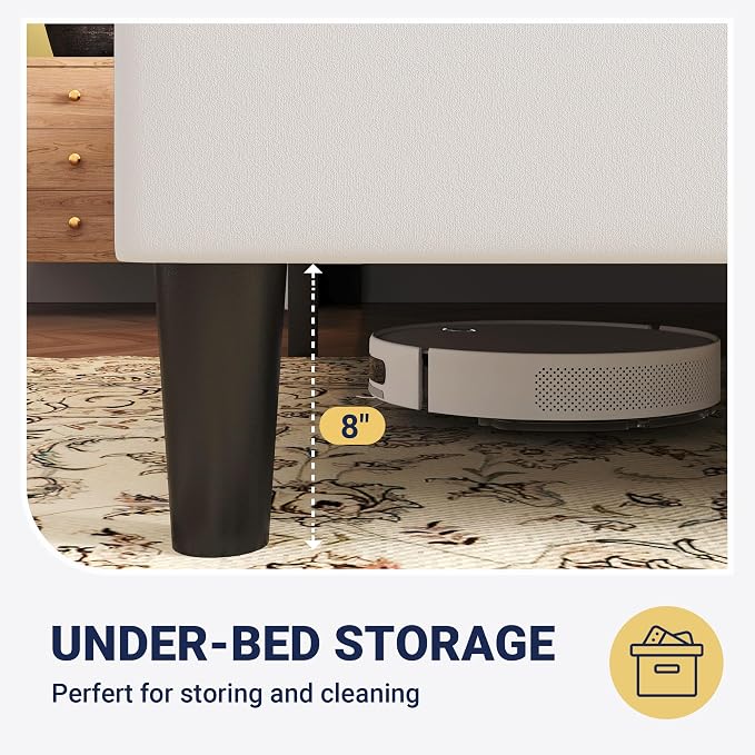 Allewie King Size Platform Velvet Bed Frame with Geometric Wingback Headboard, Boho Upholstered Bed with Wooden Slats Support, No Box Spring Needed, Easy Assembly, White