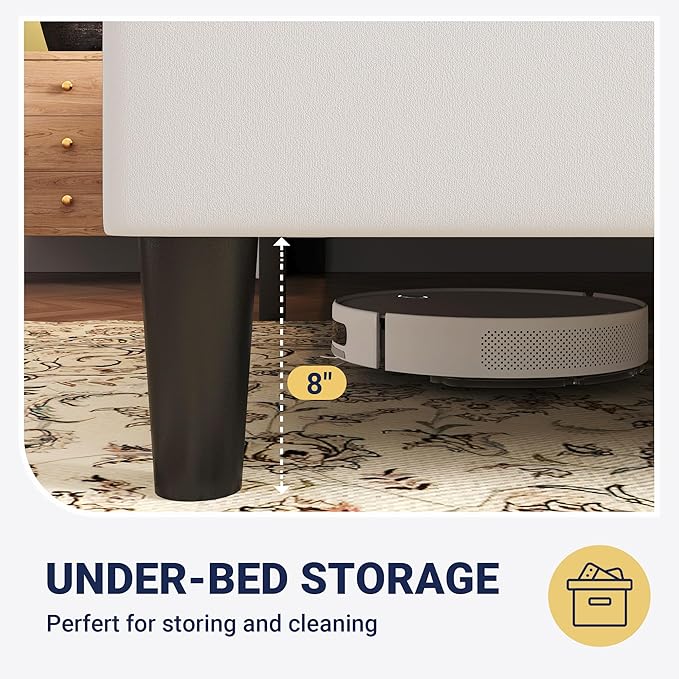 Allewie Full Size Platform Velvet Bed Frame with Geometric Wingback Headboard, Boho Upholstered Bed with Wooden Slats Support, No Box Spring Needed, Easy Assembly, White