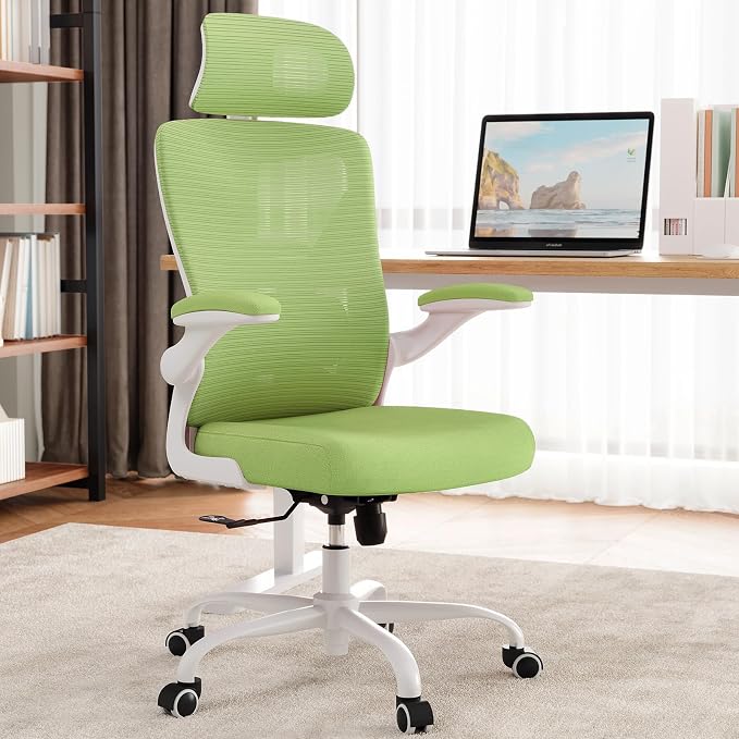 Ergonomic Office Chair - Mesh Desk Chair with Adjustable Lumbar Support High Back Computer Gaming Chairs - Big and Tall Office Chairs Adults, Comfortable for Long Hours, Green