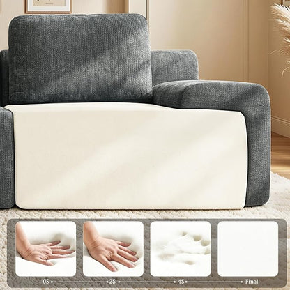 37" Oversized Boneless Couch, Comfort Cloud Sectional Couches for Living Room, Modular Sofa High Back & Extra Deep Seat, No Assembly, Soft Chenille Fabric (Dark Grey, 37 inch-Single Seat)
